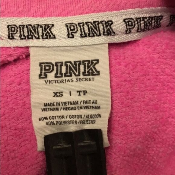 PINK Women’s Long Sleeve 1/4 Zip Collar Pullover Sweatshirt, Pink, size XS - Picture 6 of 7
